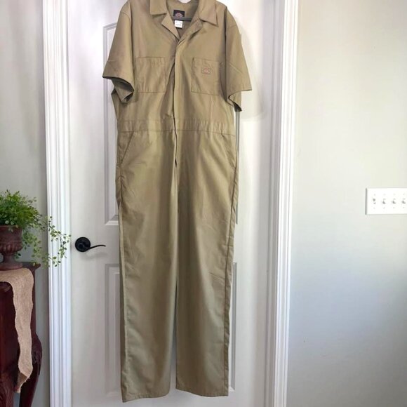 DICKIES Coveralls Khaki Men's XL Regular Work Wear Short Sleeves Utility - Picture 1 of 15